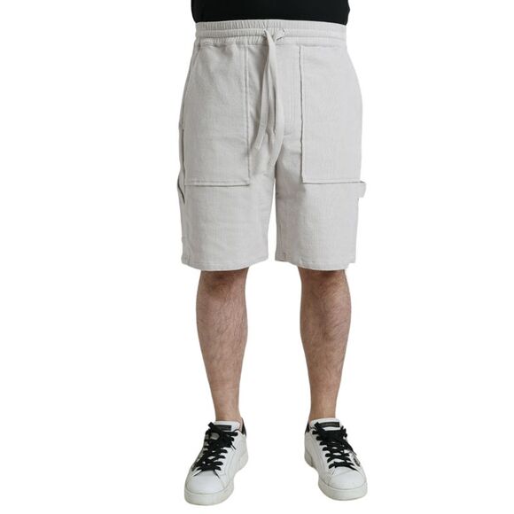 Dolce & Gabbana Beige Cotton Corduroy Logo Bermuda Men's Shorts
